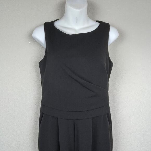 Calvin Klein Black Sleeveless Jumpsuit Size 4 Wide-Leg Back Zip Draped Waist - Picture 3 of 7